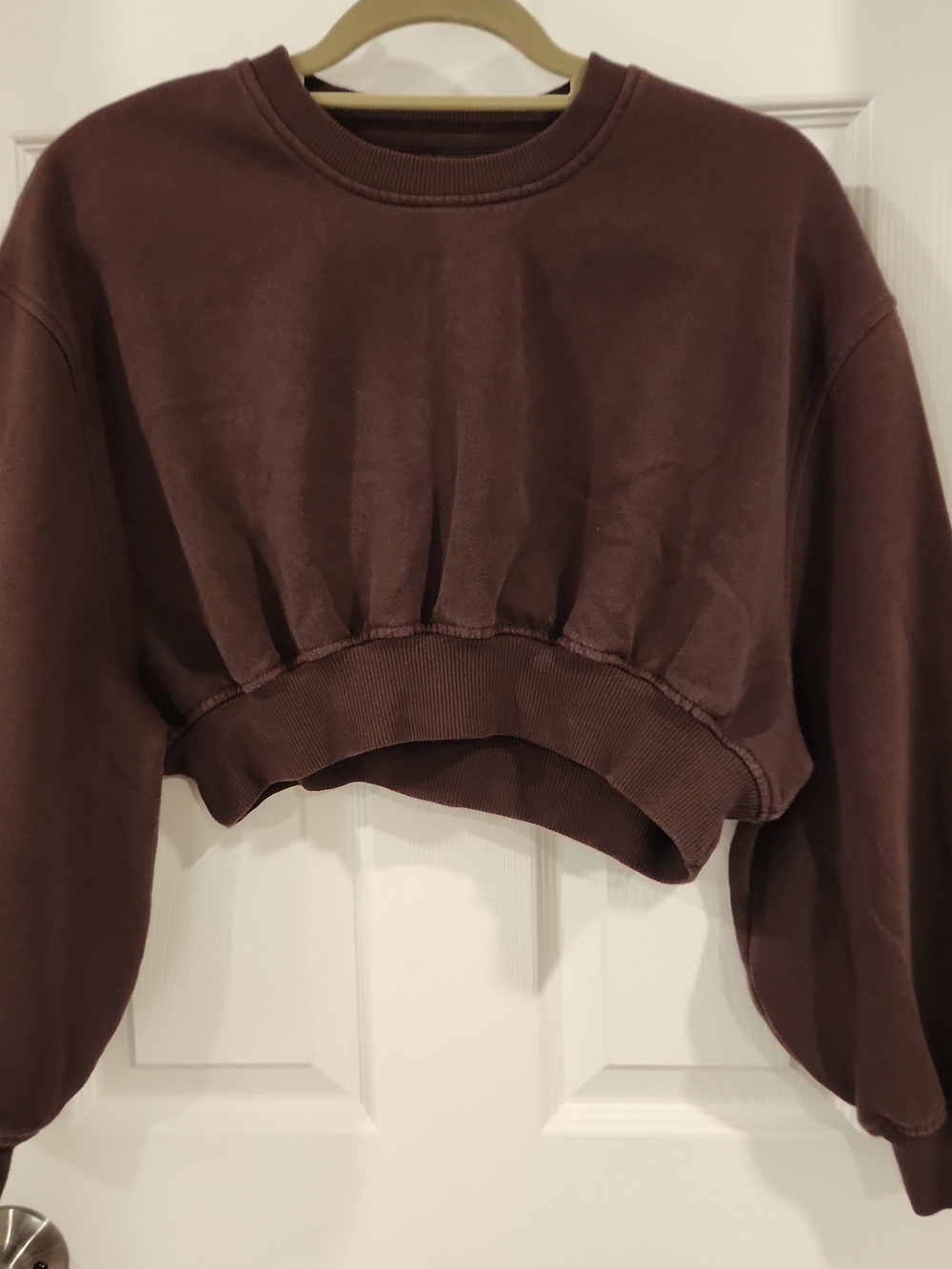 BP Brown Cropped Sweatshirt XS Women’s Long Sleeve Crewneck Pullover Ribbed Hem